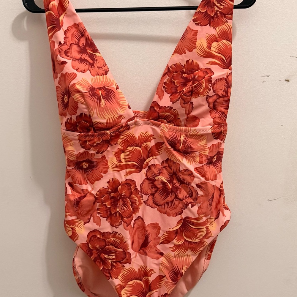 Shade & Shore Floral One Piece Swimsuit - Red and Pink